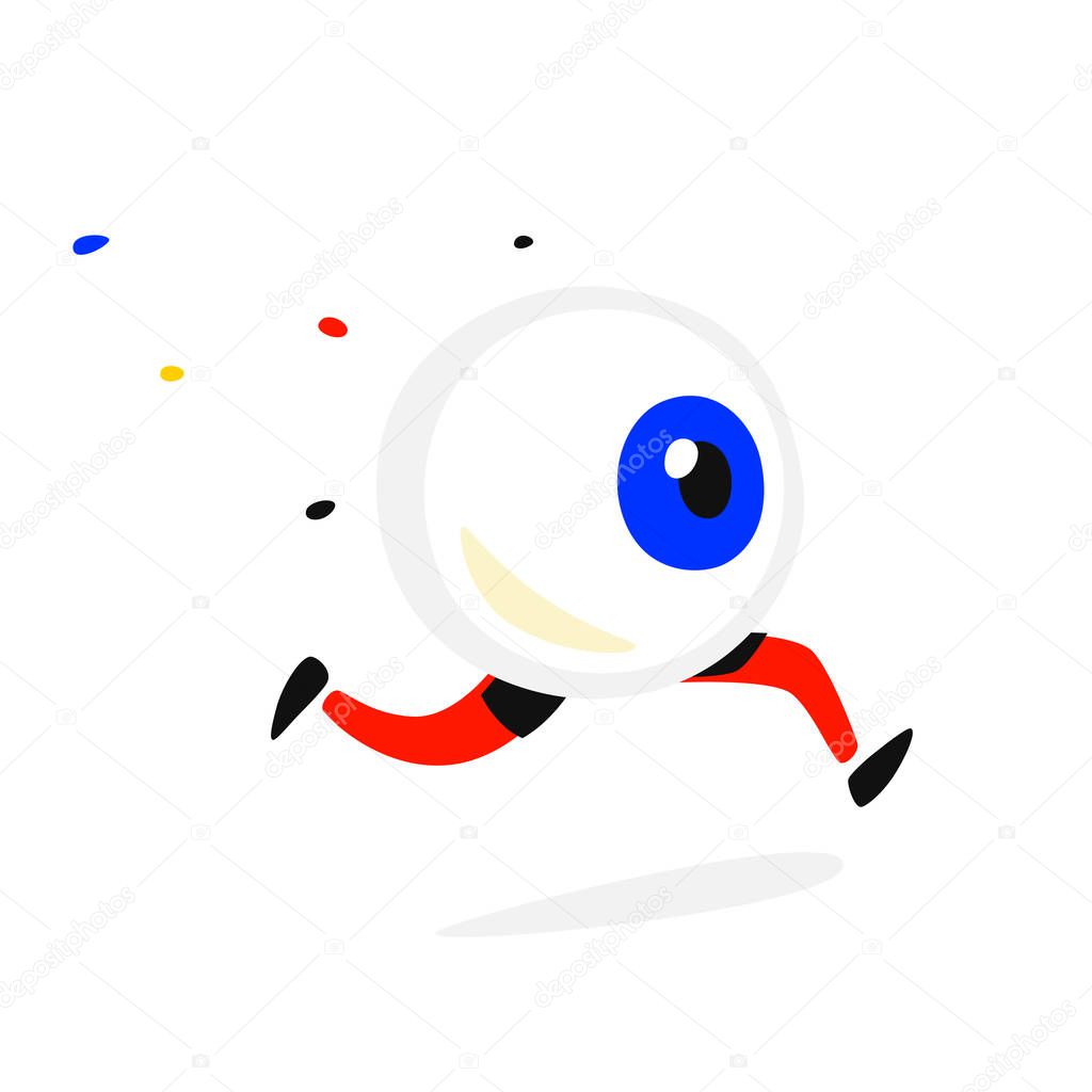 Character running eye. Vector. Company logo for the store, banner. The image of a fleeing look. Big brother is watching you.