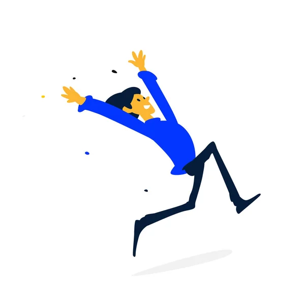 Illustration Eines Gut Gelaunten Mannes Beim Laufen Vektor Cartoon Flach — Stockvektor
