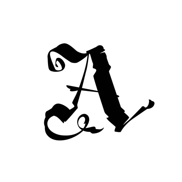 Lettre Dans Style Gothique Vecteur Lettre Majuscule Latine Symbole Marque — Image vectorielle