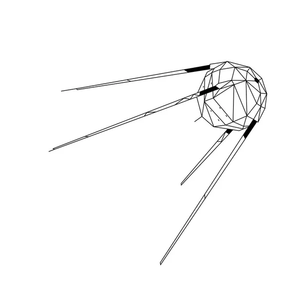 Illustratie Van Contour Van Een Satelliet Van Aarde Vector Platte — Stockvector