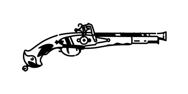 Illustratie Van Een Musket Pistool Vector Zwart Wit Contour Grafische — Stockvector