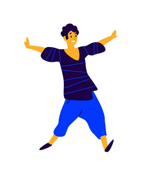 Tipo Alegre Positivo Vector Ilustração Jovem Dançarino Personagem Para Estúdio —  Vetores de Stock