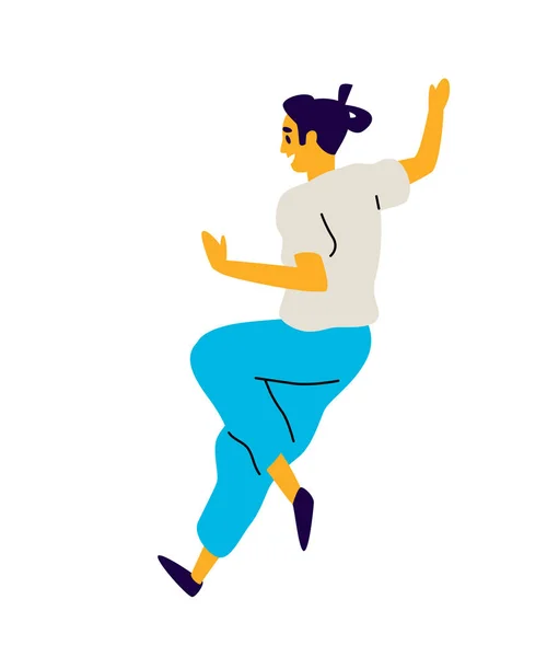 Cheerful Running Guy Vector Illustration Dancing Young Man Character Dance — Stock Vector