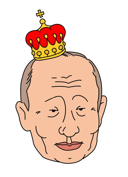 Karikatuur Van President Van Russische Federatie Vladimir Putin Keizerlijke Kroon — Stockvector