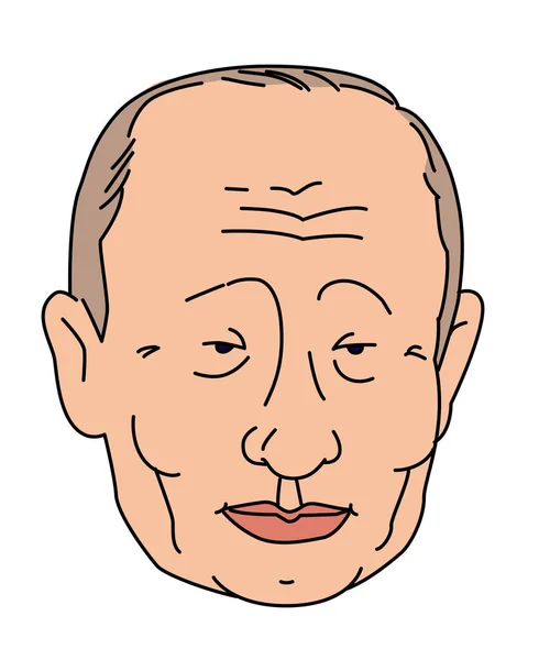 蒙古语 亚洲人 头部插图 扁平的风格 标志普京总统 政治家的漫画 — 图库矢量图片