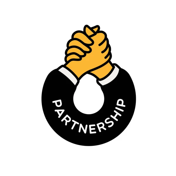 Logo Anlaşması Ortaklık Vektör Düz Anahat Stili Illüstrasyon Dayanışma Dostluk — Stok Vektör