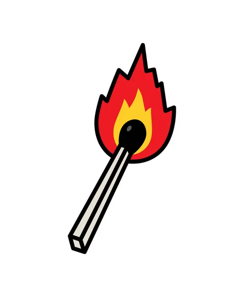 Ein Gewöhnliches Streichholz Symbol Vektor Flache Umrisse Ein Brennendes Streichholz — Stockvektor