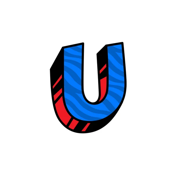 U ベクトルのロゴ。線形、アウトラインのアイコン。体積マーク、3 — ストックベクタ
