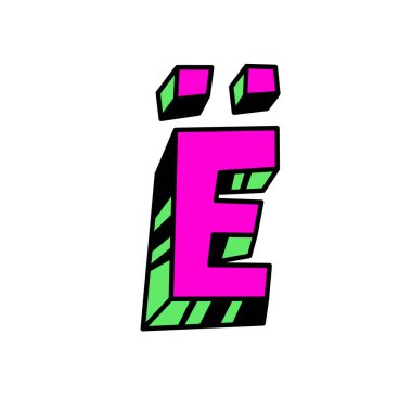 Karikatür tarzı mektupta. Vektör. Parlak kırmızı Latin harf. Formları toplu. Kiril, Slav mektup. Rus yazı tipi.