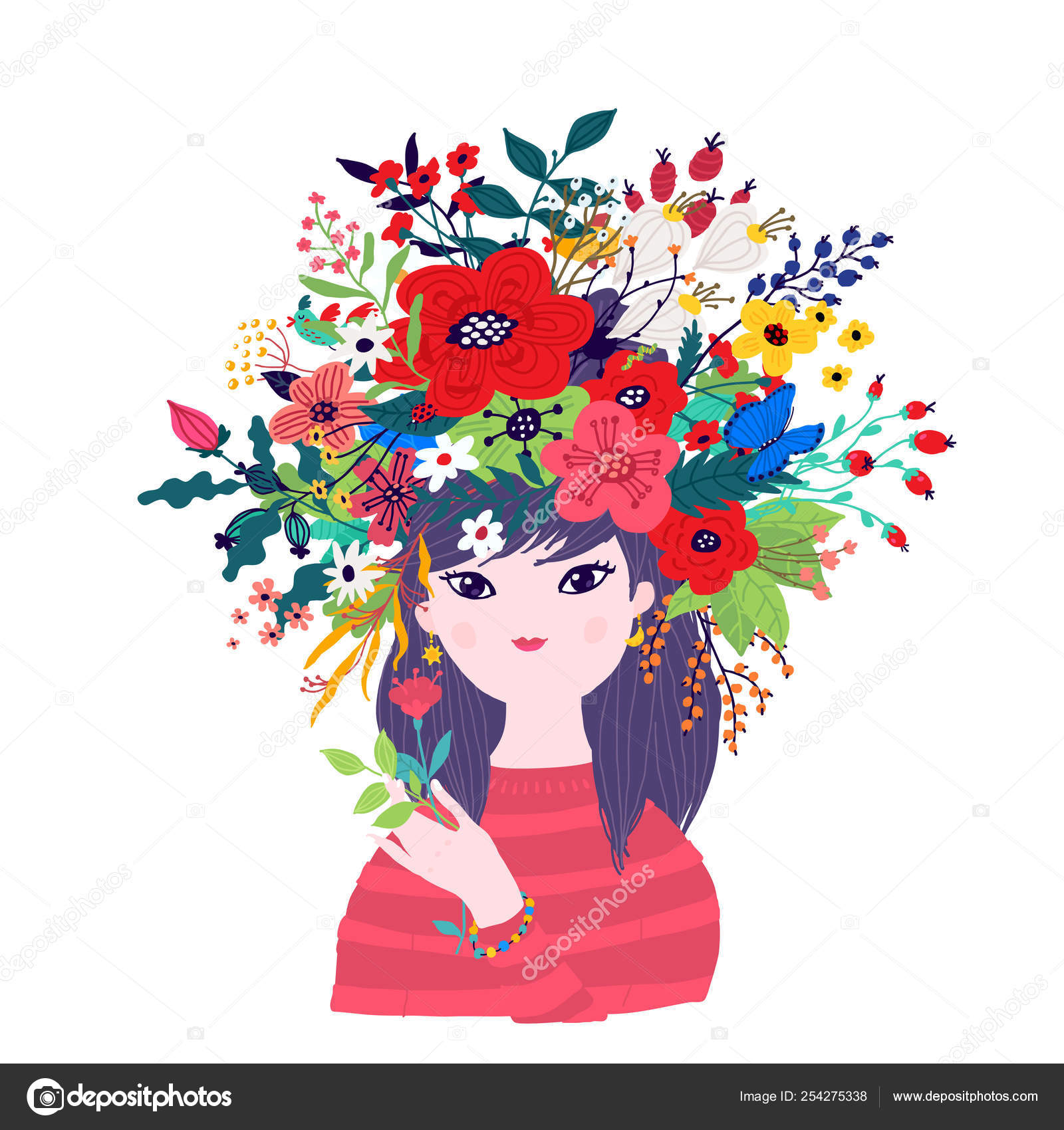 トップ100 女の子 花 を 持つ イラスト 無料イラスト集