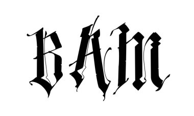 Harfler B, A, M Gotik tarzı. Vektör. İşaret ve sembolleri, monogram. Rozetleri için logo. Ortaçağ tarzı. Eski vintage tarzı. Harfler mini dizi.