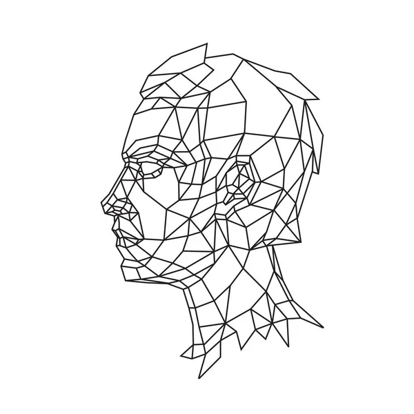 Low Poly Illustration Des Kopfes Eines Mannes Profil Vektor Umrisszeichnung — Stockvektor