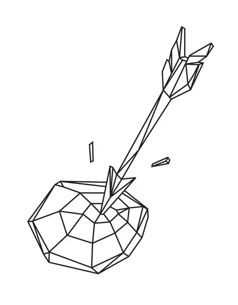 带有箭头的目标的低多边形图 大纲绘图 复古风格 内部标志 商业隐喻 — 图库矢量图片