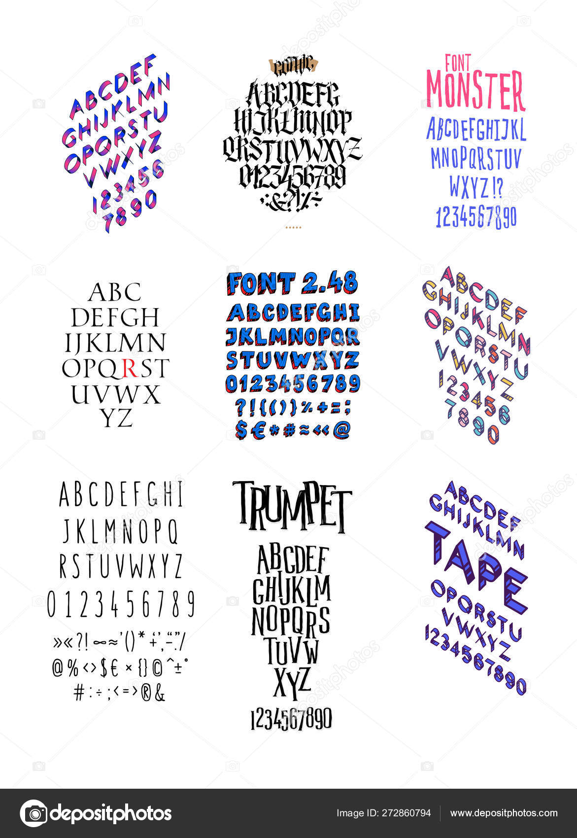 Image vectorielle Ensemble Différentes Polices Mode Vecteur Toutes Les  Lettres Somvoly Séparément par ©aemebius@mail.ru - 272860794, image size:1171x1700