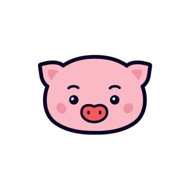 Bir domuz Illustration. Vektör. Site için simgeler. Karakter, domuz kafası. Mağaza ve paketleme için imza, logo.