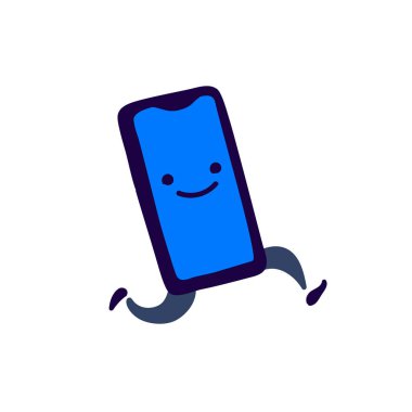 Çalışan bir telefonun Illustration. Vektör. Modern akıllı telefon. Web sitesi veya mağaza için simge. Ev aletleri tamiri için işaretler, logolar, malların teslimi.