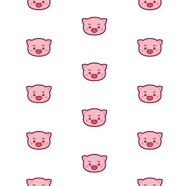 Domuz kafası deseni. Vektör. Site için simgeler. Domuz kafası deseni. Mağaza ve çocuk stüdyosu için imza, logo. Kağıt ve kumaş sarma için çizim. Childen ürünleri.