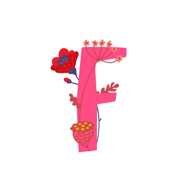Латинська Літера Кольорах Рослинах Векторний Лист Декоративних Елементах Написів Логотип — стоковий вектор