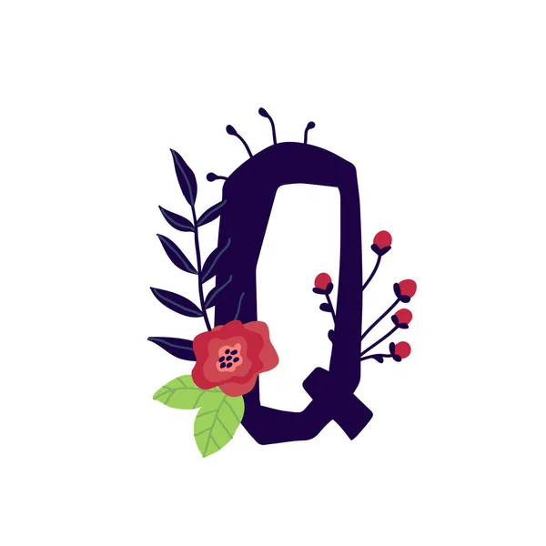 Латинская Буква Цветах Растениях Вектор Письмо Декоративных Элементах Надписей Логотип — стоковый вектор