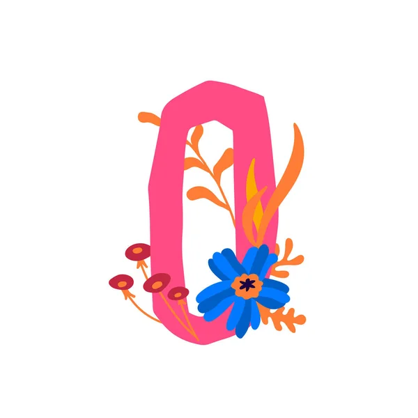 Número Flores Plantas Vector Número Elementos Decorativos Para Inscripciones Logo — Vector de stock