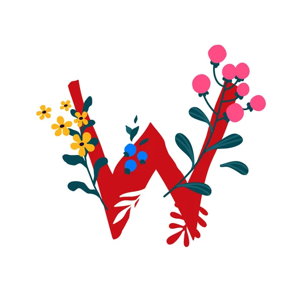 Letra Latina Flores Plantas Vector Carta Elementos Decorativos Logotipo Empresa —  Vetores de Stock