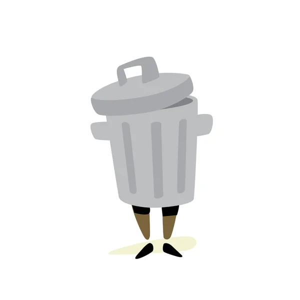 Ilustração Uma Lata Lixo Vector Caráter Para Adesivos Limpadores Lixo — Vetor de Stock