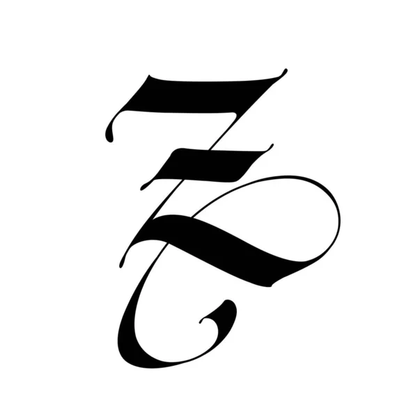 Γράμμα Γοτθικό Στυλ Βέκτορ Αλφάβητο Σύμβολο Απομονώνεται Λευκό Φόντο Καλλιγραφία — Διανυσματικό Αρχείο