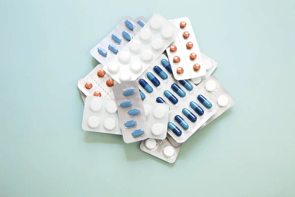 Farmacêutica Antibióticos Comprimidos Medicina Colorido Antibacterianos Pills Capsule Pílula Medicina — Fotografia de Stock