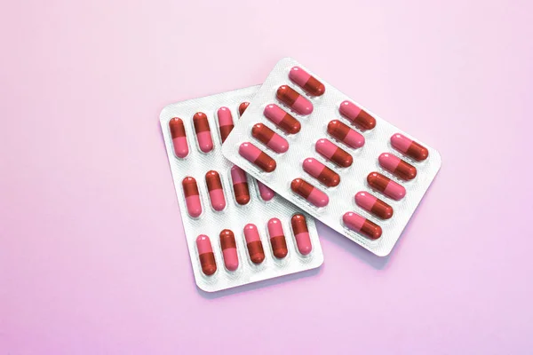 Farmacêutica Antibióticos Comprimidos Medicina Colorido Antibacterianos Pills Capsule Pílula Medicina — Fotografia de Stock