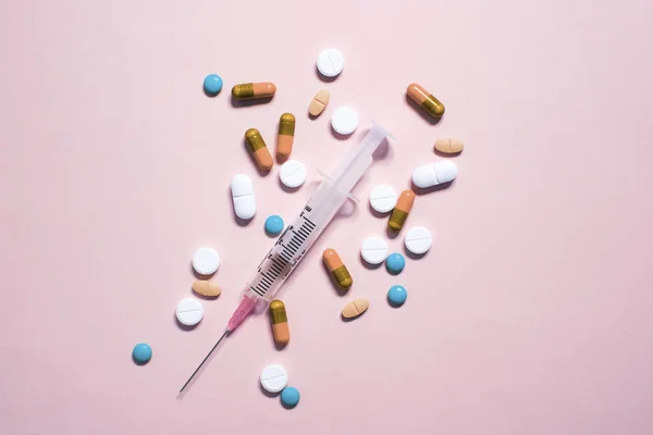 Läkemedel Antibiotika Piller Medicin Färgglada Antibakteriella Piller Kapsel Piller Medicin — Stockfoto