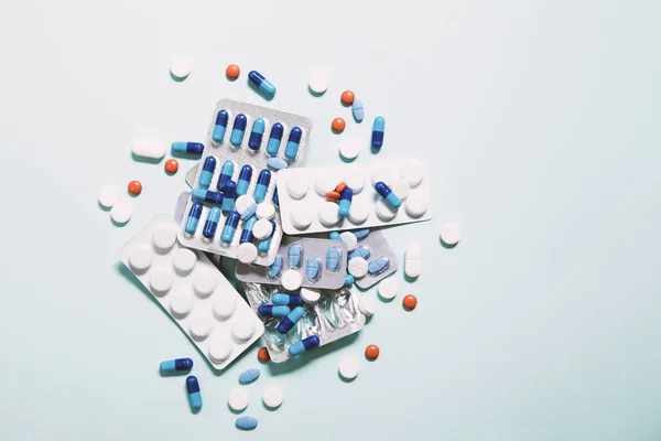 Farmaceutici Antibiotici Pillole Medicina Pillole Antibatteriche Colorate Medicina Pillola Capsula — Foto Stock