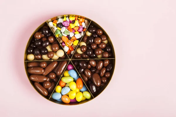 Kleurrijke Lolly Verschillende Gekleurde Ronde Snoep Bovenaanzicht — Stockfoto