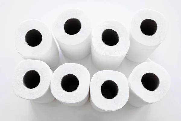 Rollos Papel Higiénico Aislados Blanco — Foto de Stock
