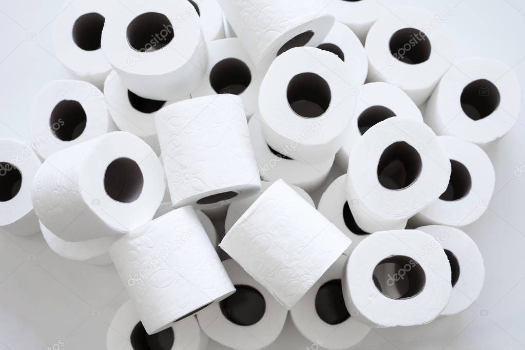 Rolls of toilet paper isolated on white