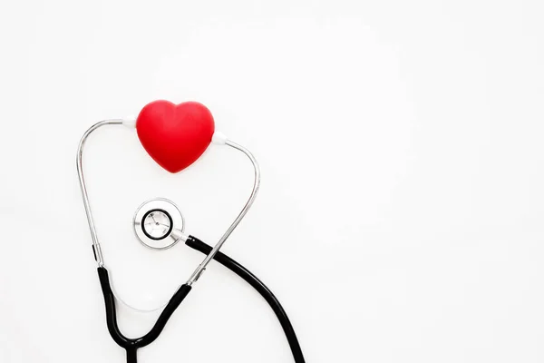 Red Heart Stethoscope White Background — Stock Photo, Image