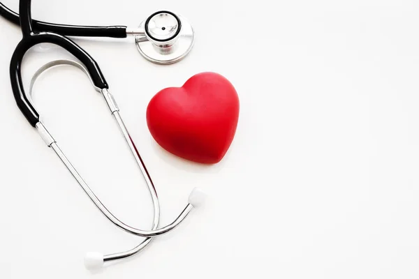 Red Heart Stethoscope White Background — Stock Photo, Image