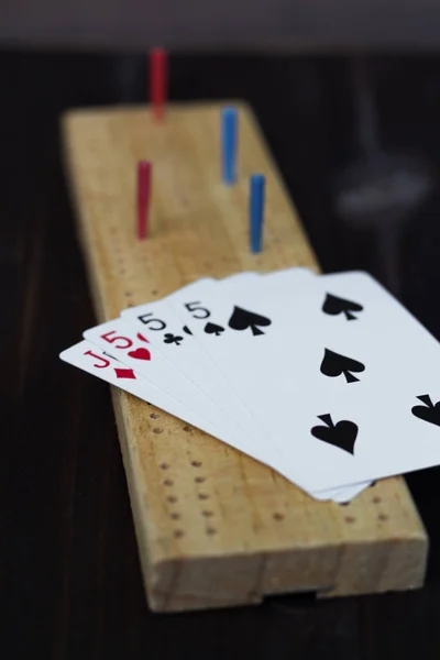 Juego Cribbage Sobre Fondo Negro — Foto de Stock