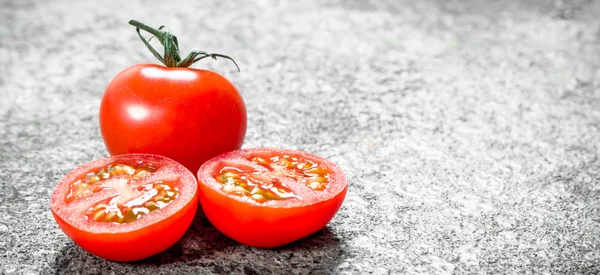 Fresh Ripe Tomatoes Rustic Background — Stock Photo, Image