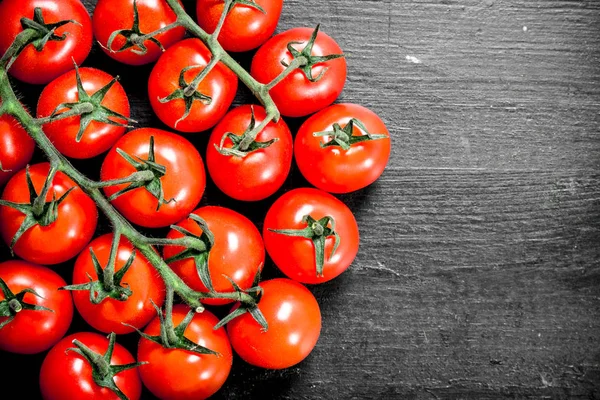 Tomates Fraîches Mûres Sur Fond Noir — Photo