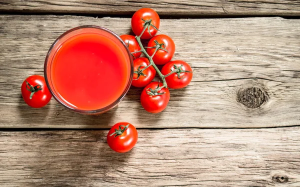 Tomato Juice Glass Wooden Background — Stock Photo, Image