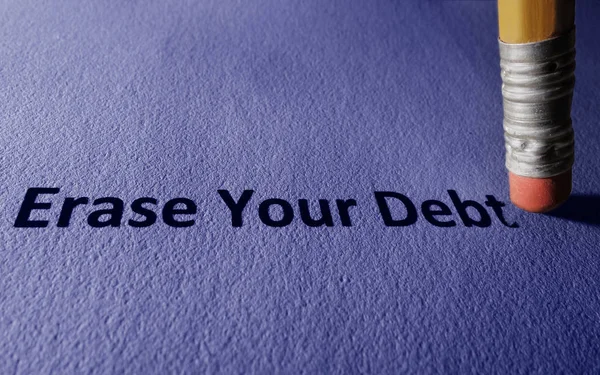 Pencil Erase Your Debt Text Paper — Stock Photo, Image