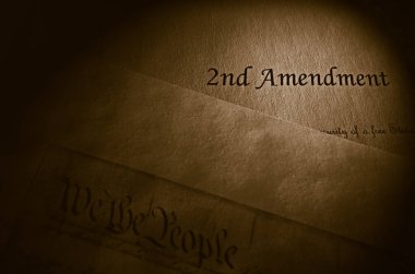 2nd Amendment and US Constitution text on parchment paper                                clipart
