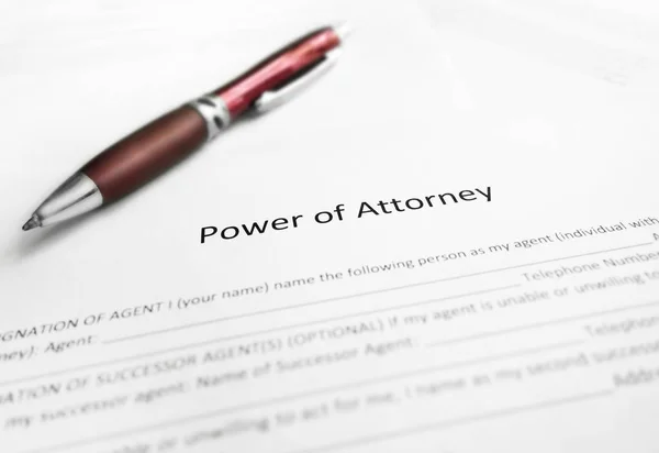 Poder Advogado Documento Legal Com Caneta — Fotografia de Stock