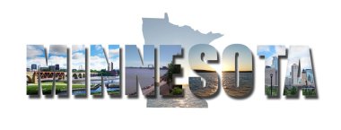 Minneapolis ve Duluth, devlet bir resim üzerine de dahil olmak üzere Minnesota görüntülerden kolaj                               