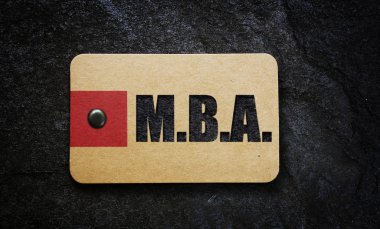 MBA (Master'ın iş idaresi) metin bir kağıt etiket üzerinde                        