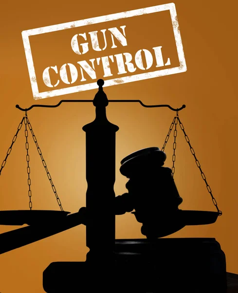 Court gavel and Gun Control text