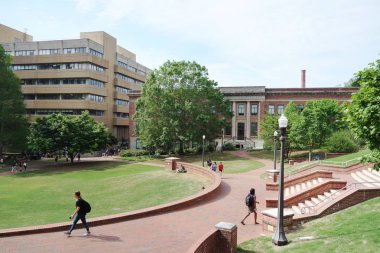 RALEIGH,NC/USA - 4-25-2019: Students walking on the campus of No