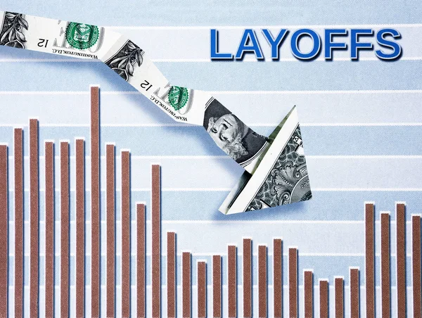 Layoffs down arrow — Stock Photo, Image
