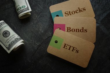 ETFs Stocks and Bonds money clipart
