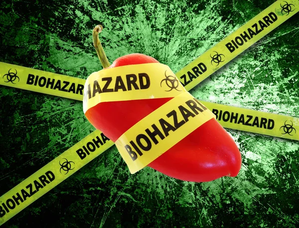 Biohazard aliment avec ruban adhésif sur fond de grunge — Photo